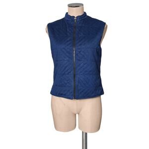 New KUNTO 100% Silk Cotton Blend Blue Quilted Vest M